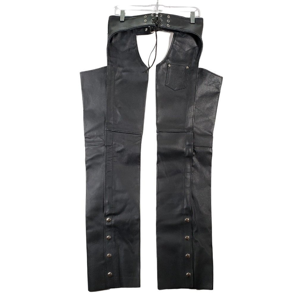 NWT Himalaya Motor Bikewear Chaps Leather Black Size XXS